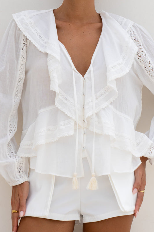 Valentina Off-White Ruffle Blouse
