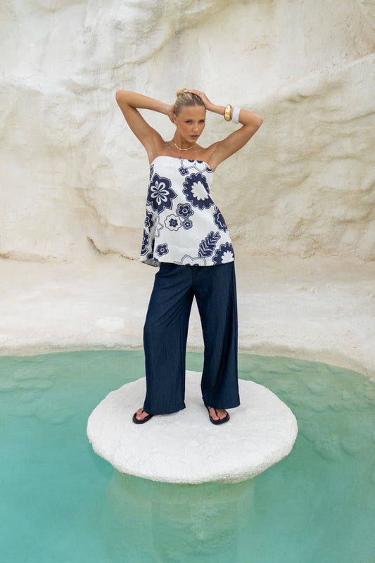 Josefin Navy Blue Drawstring Pants