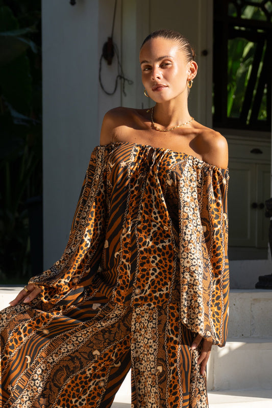 Malika Brown Leopard Blouse