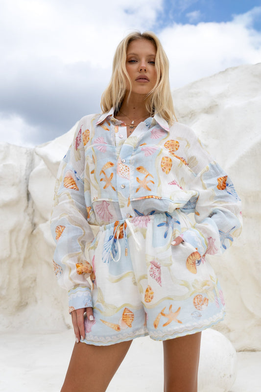 Neri Shells Multicolour Abstract Ramie Shirt