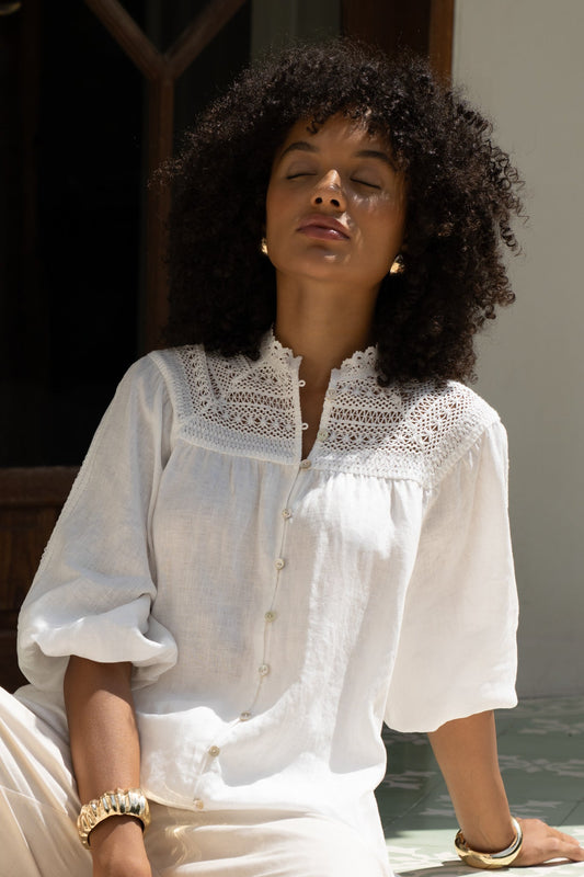 Winelle White Lace Detail Blouse