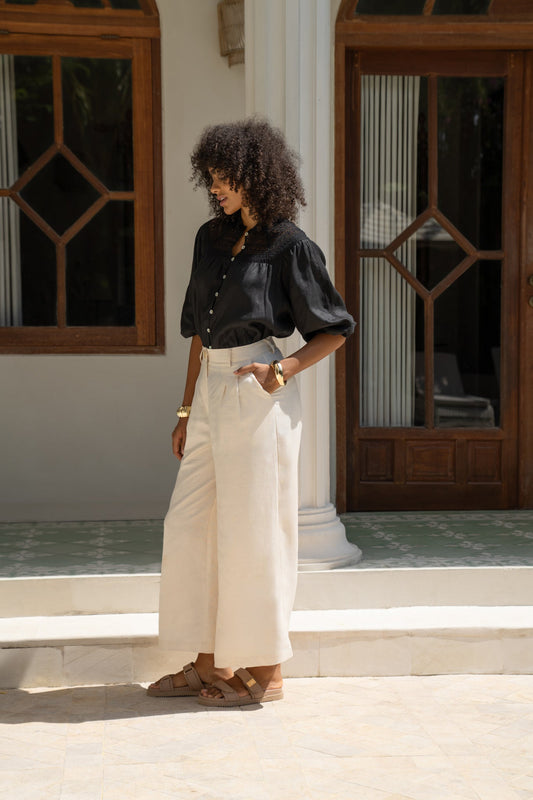 Winelle Black Lace Detail Blouse