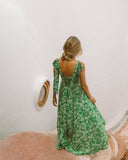 Miah Green Floral High Low Midi Dress