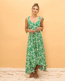Miah Green Floral High Low Midi Dress