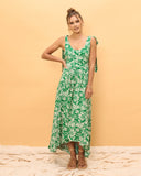 Miah Green Floral High Low Midi Dress