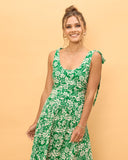 Miah Green Floral High Low Midi Dress