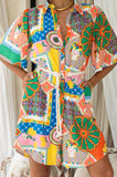Allegra Multicolour Patchwork Belted Mini Dress