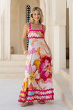 Genevieve Pink Floral Ric Rac Maxi Dress
