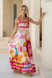Genevieve Pink Floral Ric Rac Maxi Dress