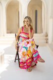 Genevieve Pink Floral Ric Rac Maxi Dress
