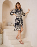 Cali Black Abstract Ric Rac Midi Dress