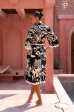 Cali Black Abstract Ric Rac Midi Dress