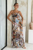 Alessia Black Abstract Flared Maxi Dress