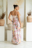 Carmella Pink Floral Flared Maxi Dress