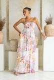 Carmella Pink Floral Flared Maxi Dress