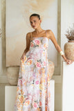 Carmella Pink Floral Flared Maxi Dress