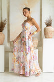 Carmella Pink Floral Flared Maxi Dress