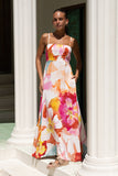 Genevieve Pink Floral Flared Maxi Dress
