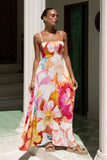 Genevieve Pink Floral Flared Maxi Dress