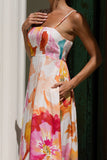 Genevieve Pink Floral Flared Maxi Dress