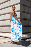 Aiselle Blue Floral Flared Maxi Dress