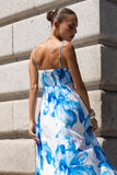 Aiselle Blue Floral Flared Maxi Dress
