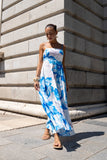 Aiselle Blue Floral Flared Maxi Dress