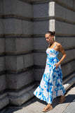 Aiselle Blue Floral Flared Maxi Dress