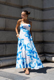 Aiselle Blue Floral Flared Maxi Dress