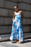 Aiselle Blue Floral Flared Maxi Dress