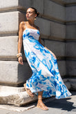 Aiselle Blue Floral Flared Maxi Dress