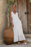 Serena White Eyelet Maxi Dress