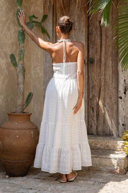 Serena White Eyelet Maxi Dress