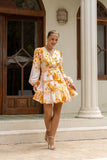 Fiorella Yellow Floral Wrap Mini Dress