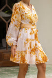 Fiorella Yellow Floral Wrap Mini Dress