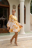 Fiorella Yellow Floral Wrap Mini Dress