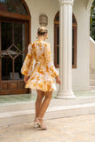 Fiorella Yellow Floral Wrap Mini Dress
