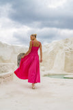 Seline Hot Pink Ruched Detail Maxi Dress