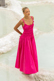 Seline Hot Pink Ruched Detail Maxi Dress