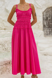 Seline Hot Pink Ruched Detail Maxi Dress