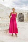 Seline Hot Pink Ruched Detail Maxi Dress