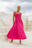 Seline Hot Pink Ruched Detail Maxi Dress