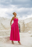 Seline Hot Pink Ruched Detail Maxi Dress