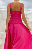 Seline Hot Pink Ruched Detail Maxi Dress
