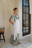 Sabina Green Tropical Flared Sleeve Maxi Dress