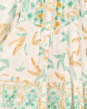 Wisteria Blue Floral Boho Button Down Mini Dress