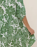 Viridiana Green Floral Button Down Mini Dress