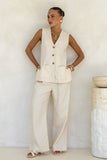 Keke Beige Linen Blend Vest