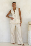 Keke Beige Linen Blend Vest