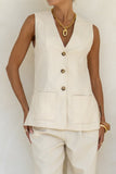 Keke Beige Linen Blend Vest